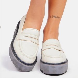 RARE! Free People - Decker Lug Sole Leather Loafers in bone size 36.5